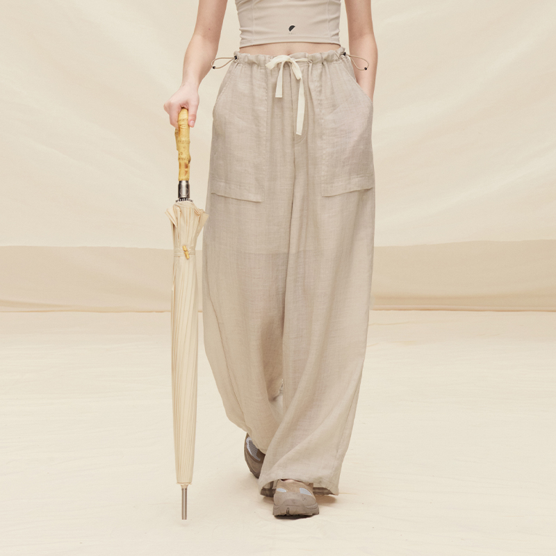苎麻成衣染色 半圆女装2025女式夏天轻薄款裤子麻料休闲裤凉凉裤
