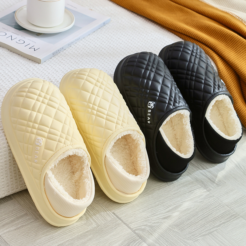 踩屎感棉拖鞋女士室内加绒冬季包跟拖鞋男毛绒情侣居家冬天保暖秋