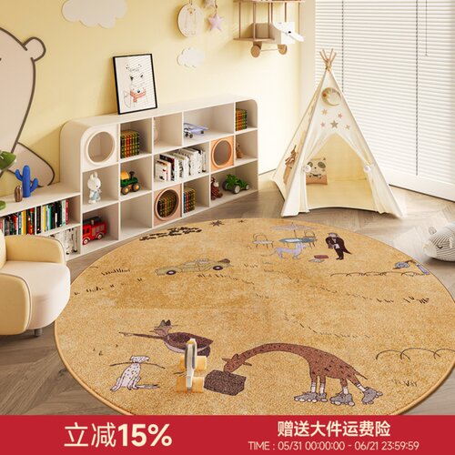 中古风《童话游乐园》古典油画客厅地毯儿童房卧室圆形地毯零甲醛