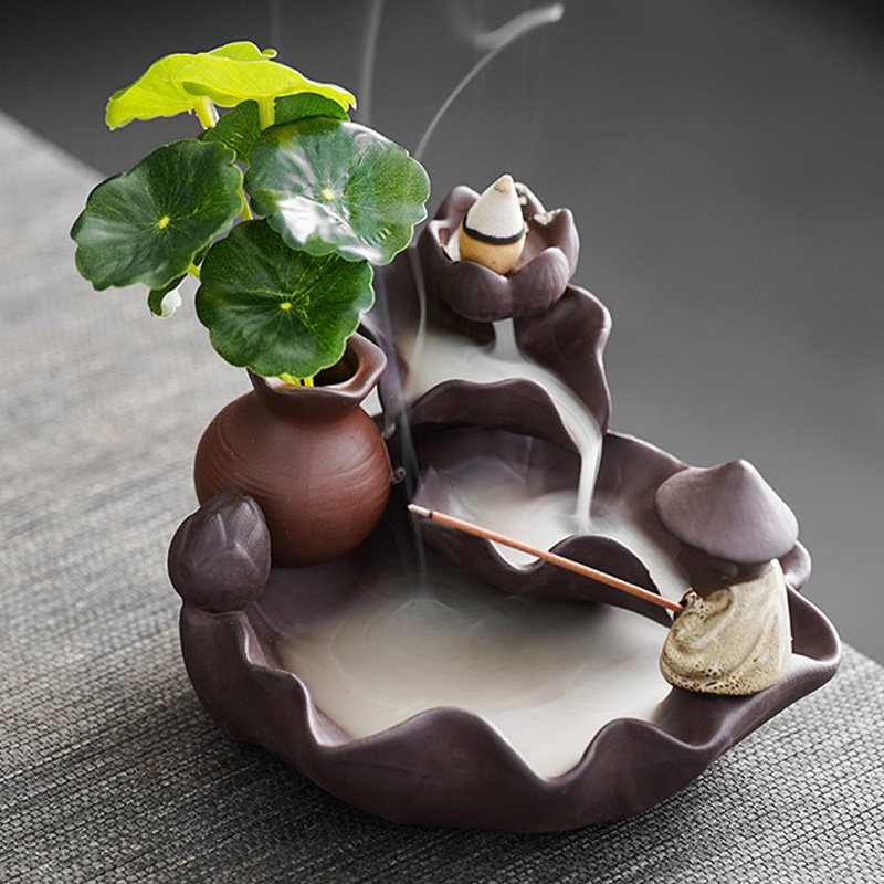 老翁垂钓紫砂倒流香炉禅莲檀香薰香家用室内沉香线 线香插创意摆,家居饰品,香薰炉,淘宝优惠券,粉丝福利购,淘宝优惠卷