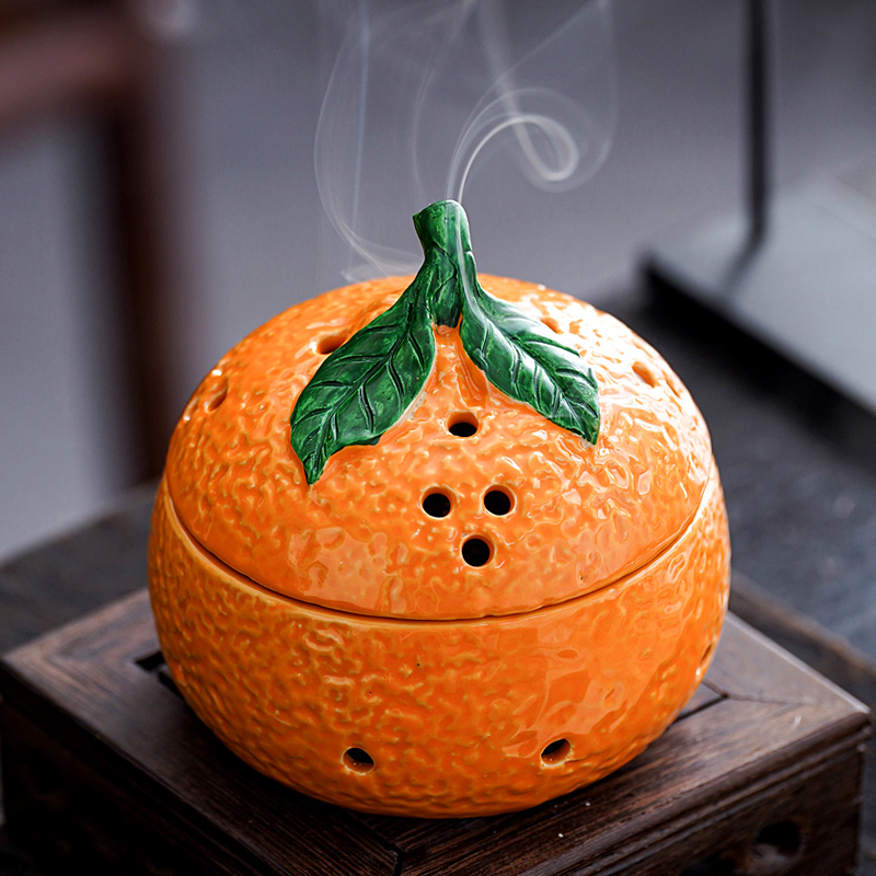 【橘子】大吉大利盘香炉香薰炉沉香檀香艾草家用室内陶瓷摆件丑橘