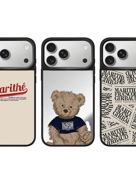COCOTiFY镜面MARITHE丹宁涂鸦小熊17Air适用iPhone15ProMax苹果16Pro网红明星联名磁吸手机壳14防摔保护套132