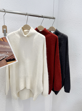 12.30 福利 BSYJ-25103韩版高配前短后长宽松高领浣熊绒衫