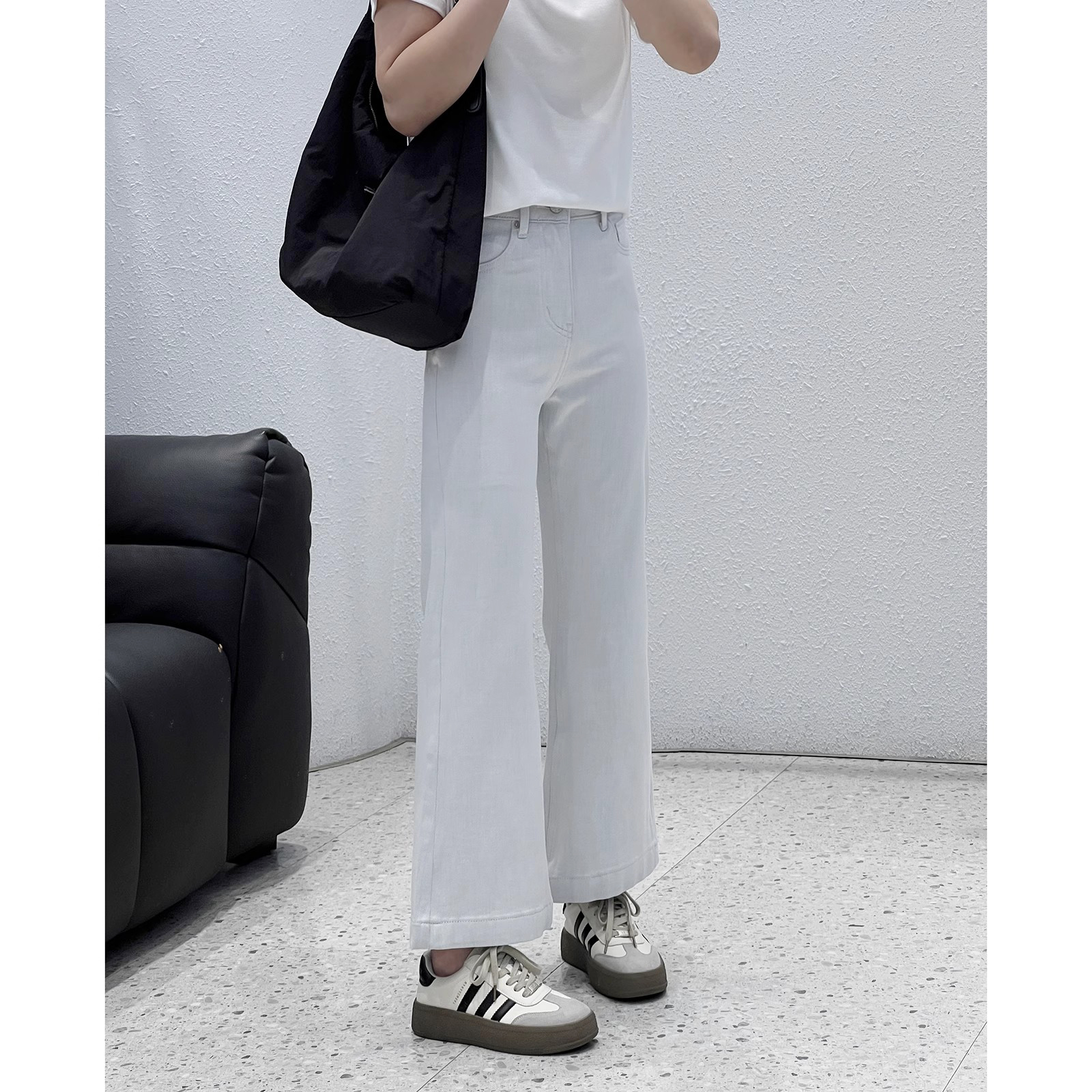 四面彈顯瘦百搭九分牛仔微喇褲