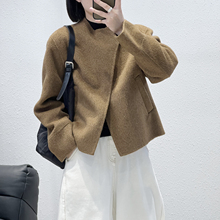 11.21 福利 XIA-2676韩版10牦牛绒75绵羊毛设计款双面短款大衣