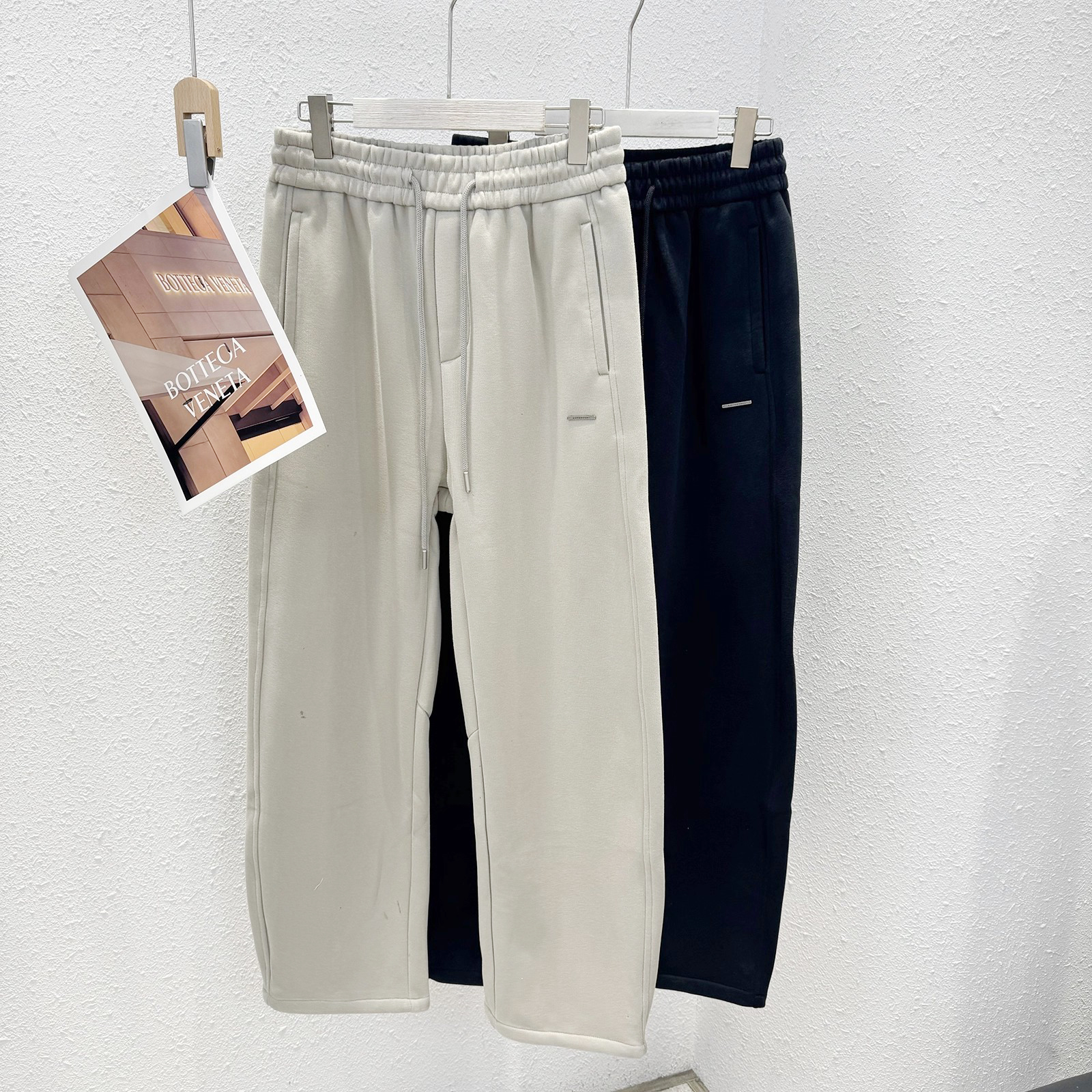 抽绳松紧腰男士薄绒弯刀裤