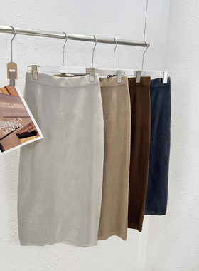 1.9 福利 XJ-0128韩版高弹后开叉巴素兰羊毛半身裙