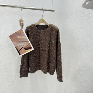 重工绞花花纱圆领套头浣熊绒衫 12.17 3352韩版 福利