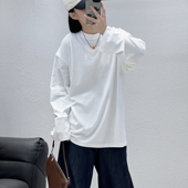 轻奢定制慵懒风兰精木棉宽松长袖 2.4 T恤 QIANG 602韩版 春季 新款