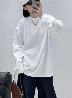 8.31 秋季新款 QIANG-602韩版轻奢定制慵懒风兰精木棉宽松长袖T恤