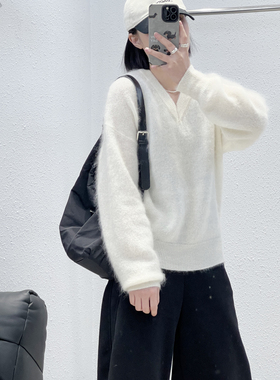 1.3 福利 LGM-8028韩版高配进口BABY马海毛V领宽松套头衫