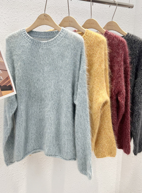 12.25 福利 GMI-8266韩版100绵羊毛拉毛花纱圆领套头衫