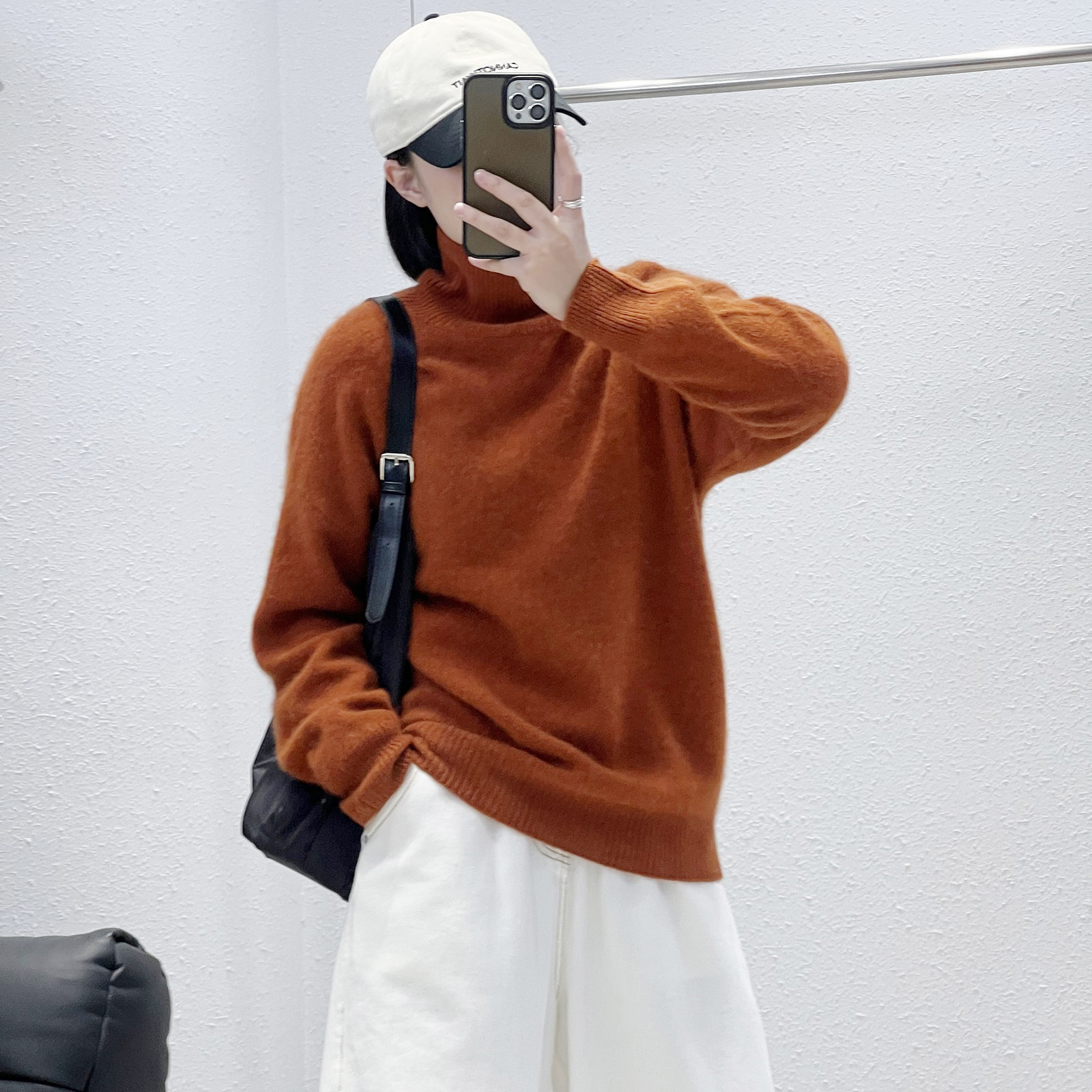 全羊毛拉毛加厚高领羊毛衫