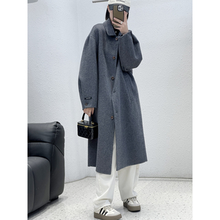 高定100绵羊毛小翻领长款 12.17 5020韩版 XIA 手工大衣 福利