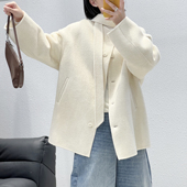 1.10 高定80初剪羊毛飘带双面手工大衣 252839韩版 福利