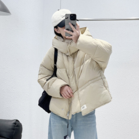 1.7 福利 BFY-8045韩版90白鸭绒小标短款宽松连帽面包羽绒服