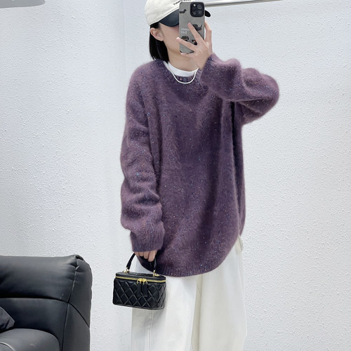 花纱细闪珠片纱加厚套头浣熊绒衫