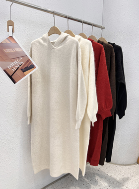 12.24 福利 SYS-8617韩版宽松连帽浣熊绒连衣裙长裙