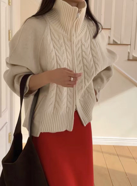 12.31 福利 HONG-7855韩版双拉链头麻花加厚全羊毛拉链外套