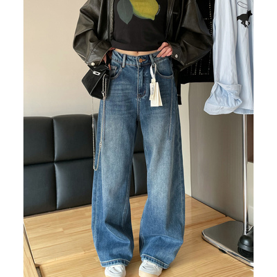 微弹大长腿薄绒加厚牛仔弯刀裤