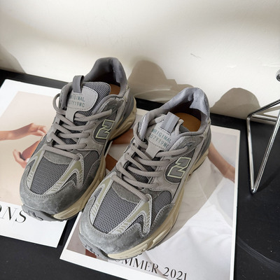 系带磨砂牛皮网面厚底老爹鞋