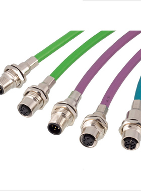 航空头板前板后插座M12母座转RJ45公母带线水晶头X型A型工业网线