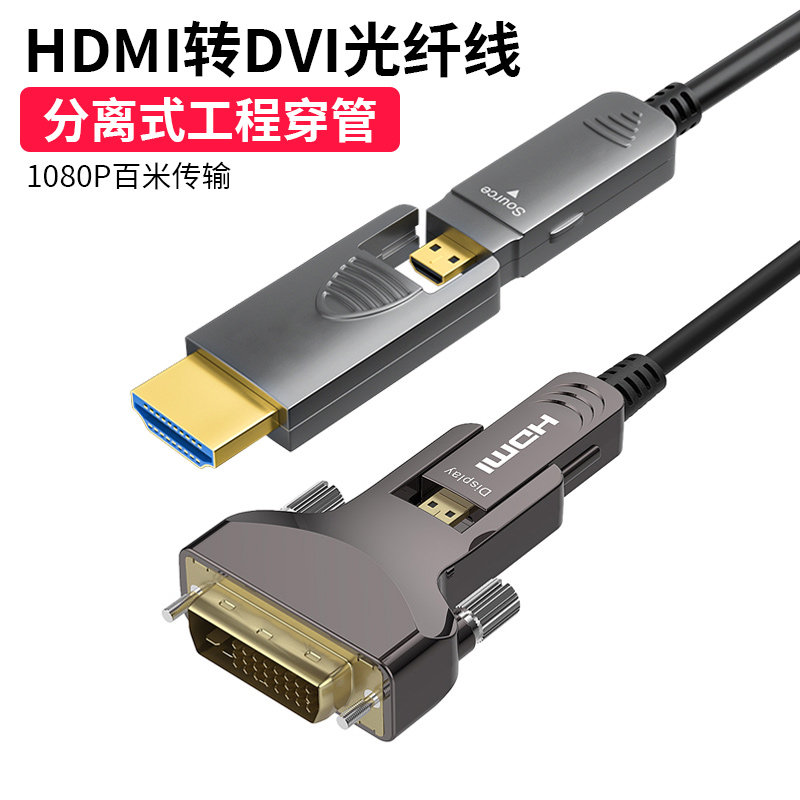 野战铠甲光纤HDMI转DVI防水抗拉4K/8K高清数据线适用LED大屏显示