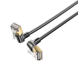 八类千兆弯头网线90度水晶头万兆5G八类屏蔽宽带网络线超细双绞线