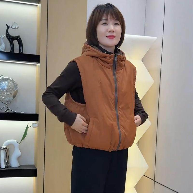 双面穿加棉连帽马甲外套女2025年秋冬新款设计感休闲撞色棉服上衣,女装/女士精品,马夹,淘宝优惠券,粉丝福利购,淘宝优惠卷