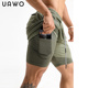 潮牌ins休闲健身运动裤 uawo夏季 男士 网眼内衬口袋三分裤 新款 短裤
