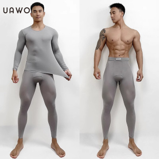 套装 高弹力男士 纯色肌底衣超薄无痕皮肤衣休闲速干长袖 uawo秋冬季