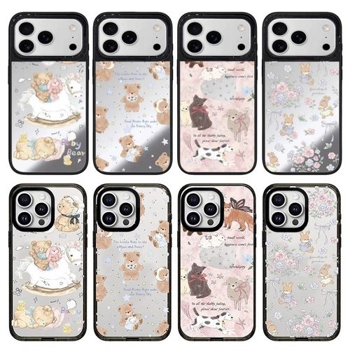 小熊乐园适用iPhone17ProMax/AIR手机壳苹果16Pro镜面15plus情侣12/13/14可爱少女心磁吸华强北硅胶