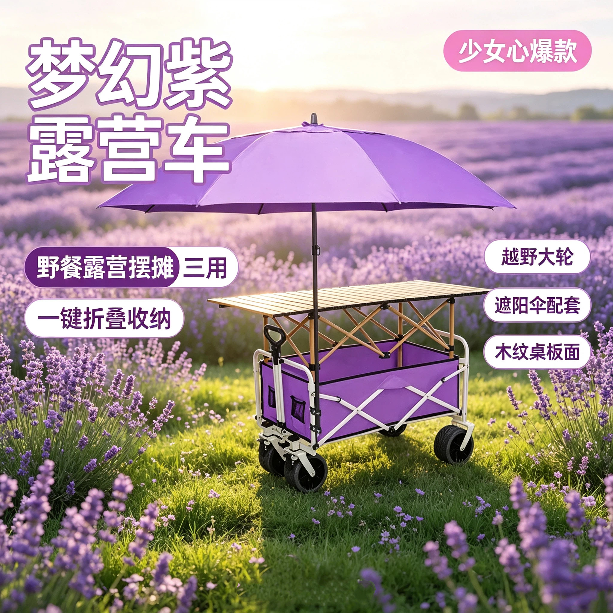 可折叠便携露营摆摊儿童快递推车