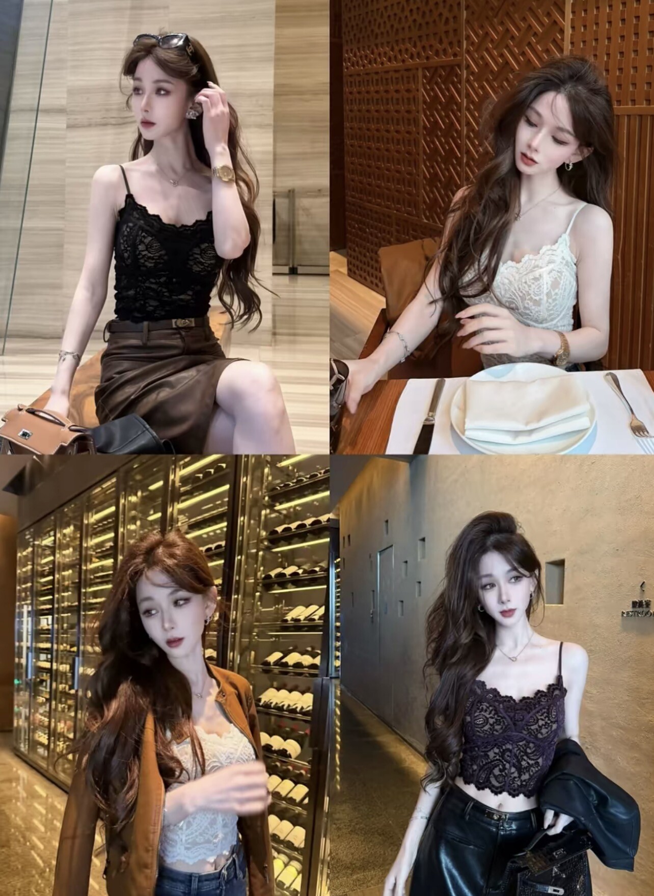 卡卡正品【柔感蕾丝】带胸垫蕾丝吊带鱼骨显瘦背心
