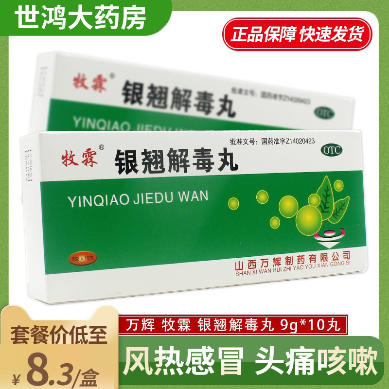 【牧霖】银翘解毒丸9g*10丸/盒风热感冒发热咳嗽清热解毒咽喉炎