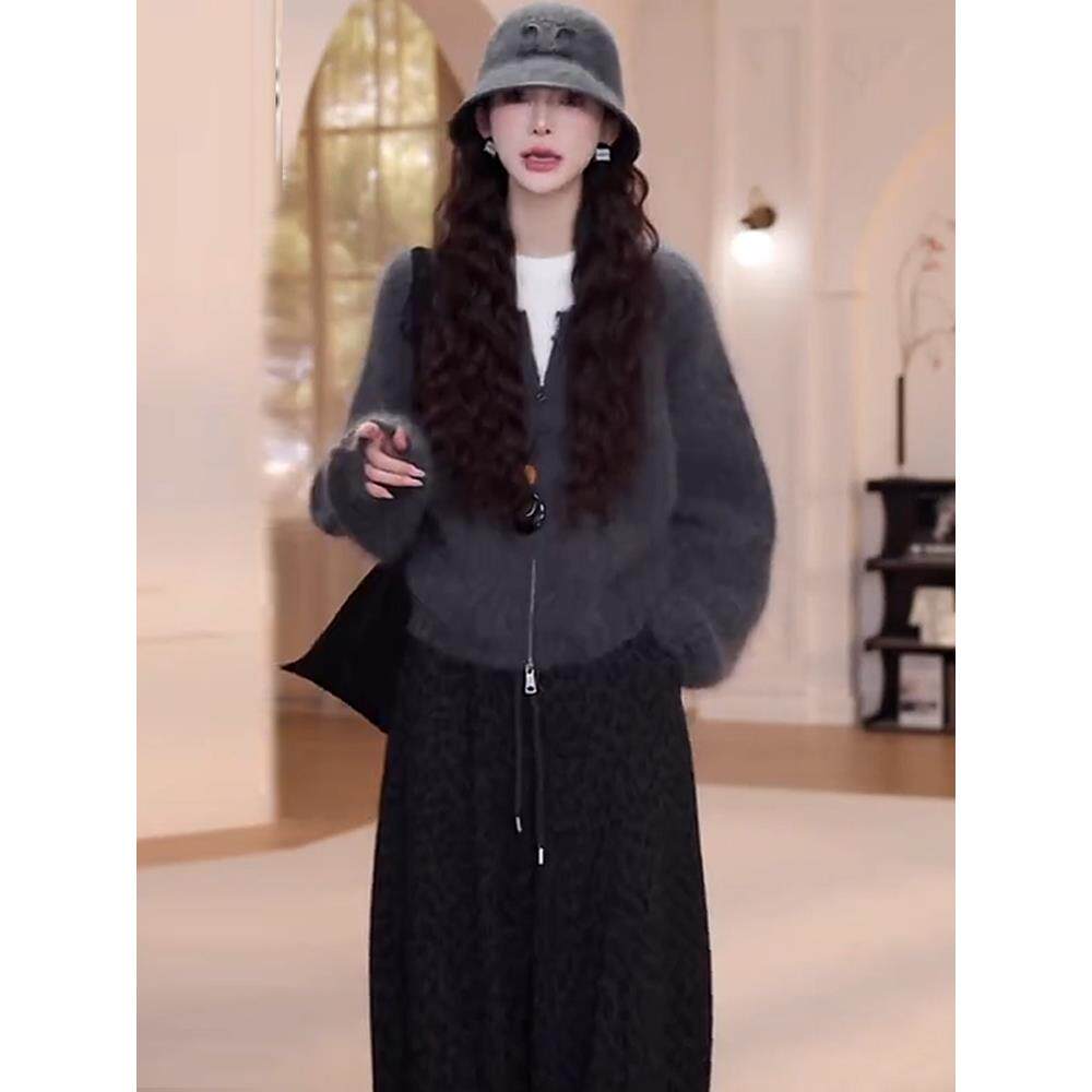 JOYIASS针织短外套女2025秋季新款时髦洋气宽松显瘦百搭拉炼开衫