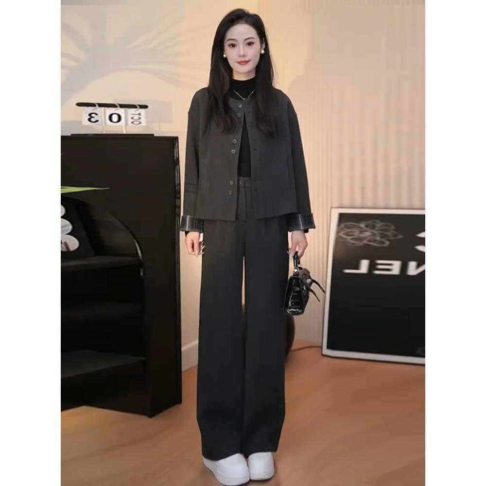 JOYIASS时尚小香风套装女2025秋季新款时髦洋气外套阔腿裤气质两