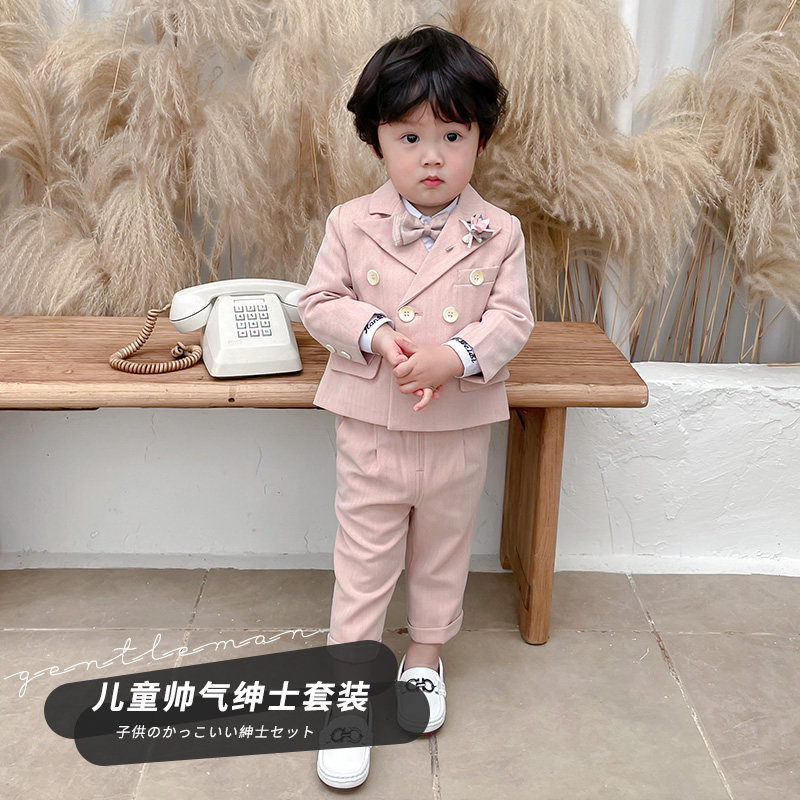 男童西装套装小童婚礼花童礼服洋气英伦西服宝宝周岁生日韩版休闲