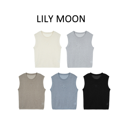 LILYMOON 圆领无袖背真丝和纸纱圆领无袖背心心