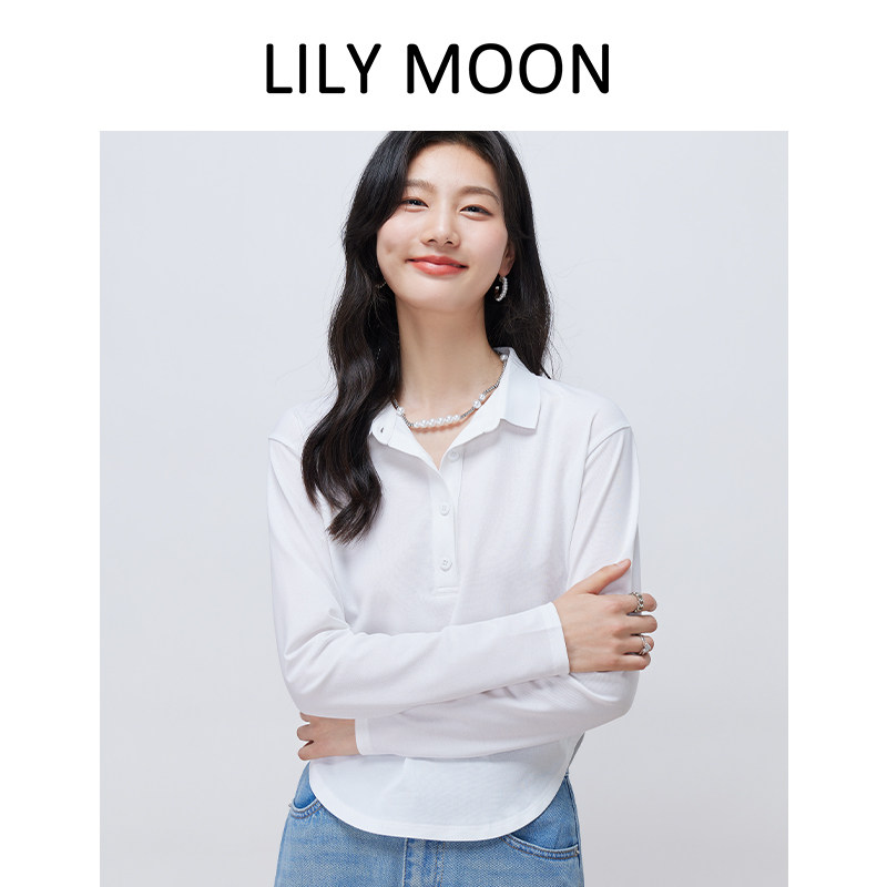 LILYMOON SPRING AND SUMMER NEW LOOSE CASUAL SOLID COLOR MULBERRY SILK TENCEL SLIM LONG SLEEVE SWEATSHIRT T-SHIRT POLO SHIRT