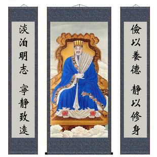 诸葛亮谋士卧龙新中式客厅卧室画三国人物国画丝绸装饰画挂画