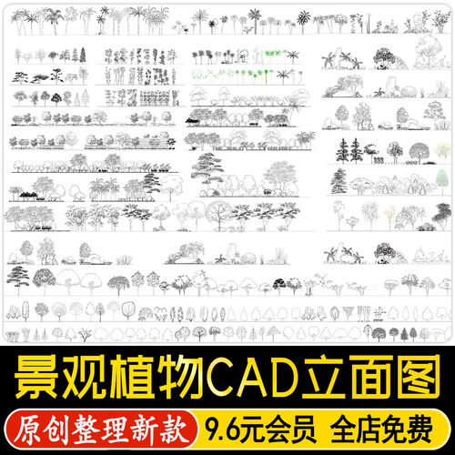 园林景观植物绿植组合灌木花卉绿篱树木草丛立面图CAD图库素材