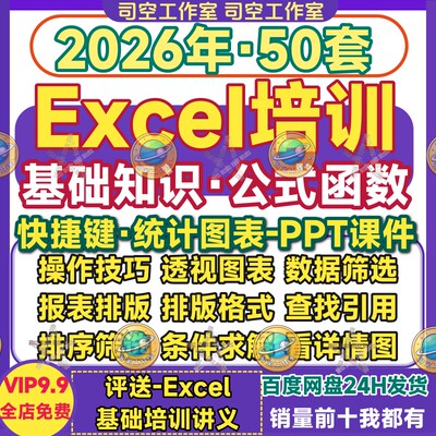 excel培训PPT模板基础知识快捷键公式函数据图表技巧教程教学课件