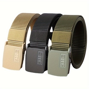 511男士合金扣无牙编织腰带军训安保户外战术军迷工装裤帆布腰带