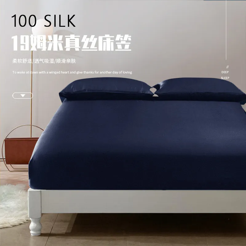 跨境新款19姆米真丝床笠纯色北欧100%桑蚕丝床套美容床罩礼品