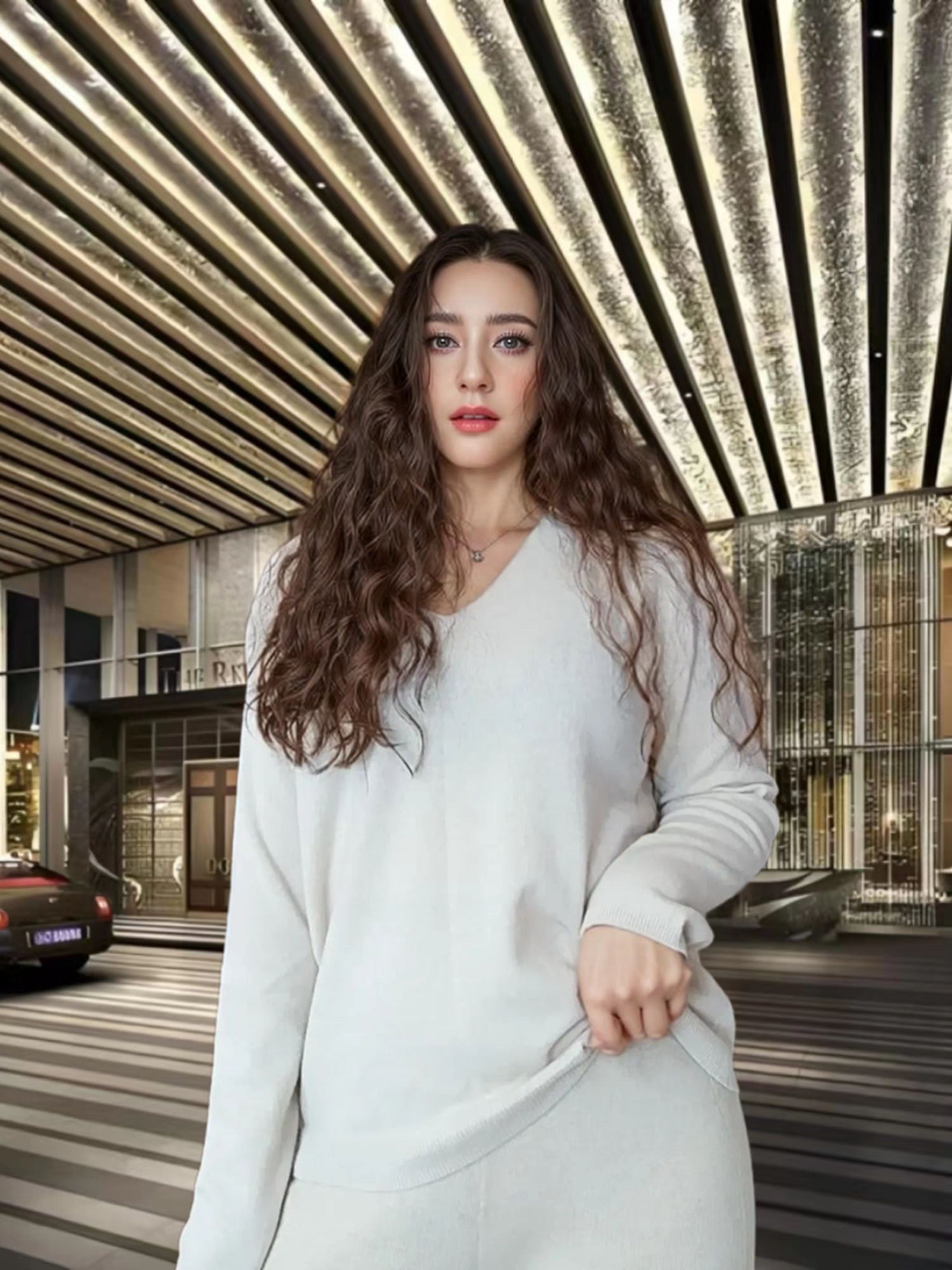 老顾客必入  羊绒100纯山羊绒秋冬新款软糯保暖套头针织毛衣女v领