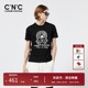 CNC品牌男装 轻奢潮流圆领T恤上衣男款 做旧印花图案短袖 男春夏新品