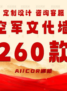 空军部队楼梯文化墙AI矢量模板