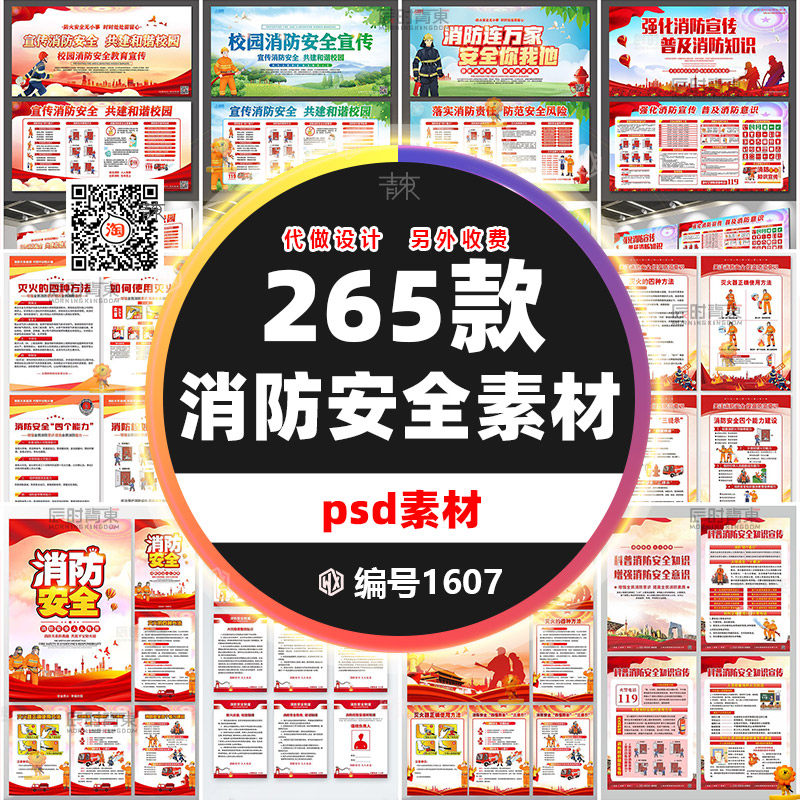 校园社区预防火灾消防安全知识展板海报宣传制度PSD设计素材模板
