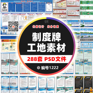 建筑工地项目五牌一图宣传海报展板素材施工部门岗位管理责任制度